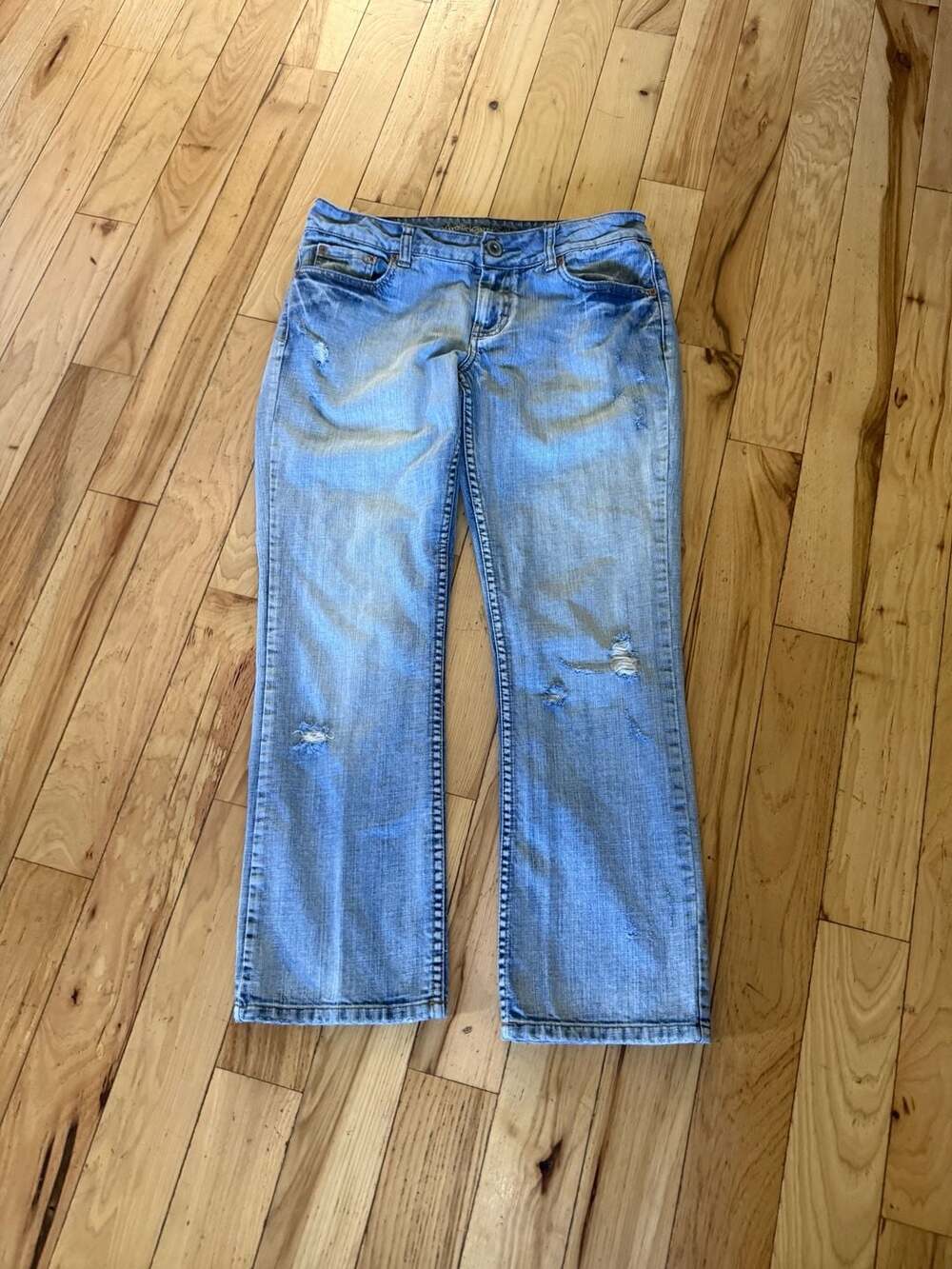 American Eagle Hipster Jeans Size 8 Reg Blue Distressed Denim
